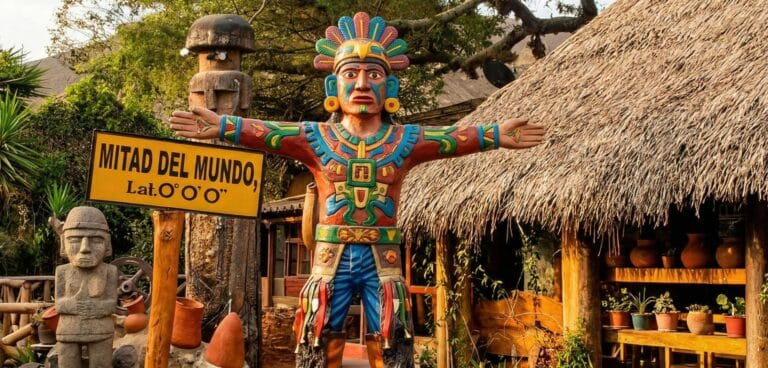 Colorful statue at Middle of the World Ecuador